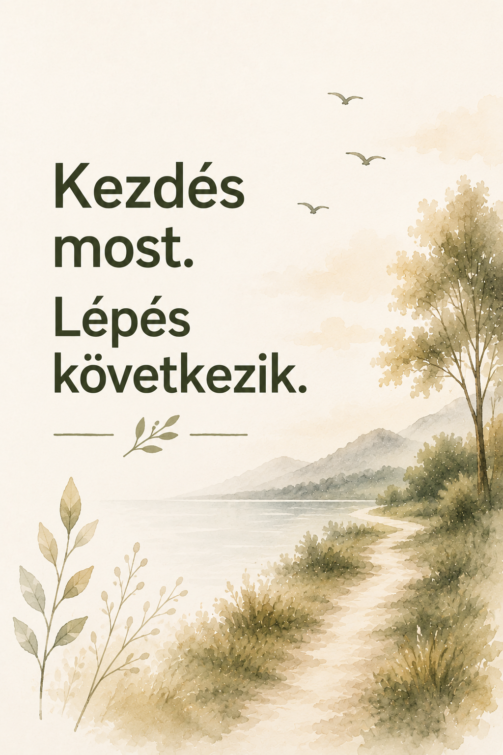 A belső felismerés útját jelképező nyugodt akvarell tájkép az elfojtott düh megértéséről.