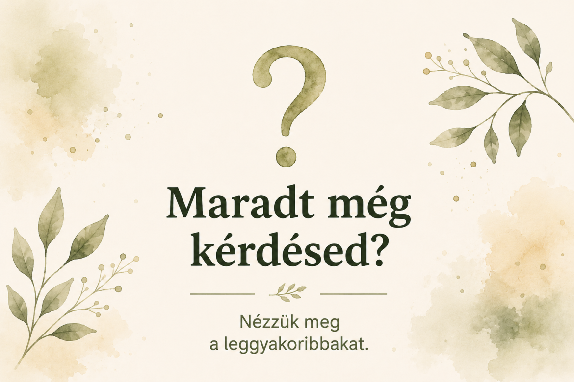 Kérdőjellel és növényi motívumokkal készült akvarell illusztráció az elfojtott düh gyakori kérdéseihez.